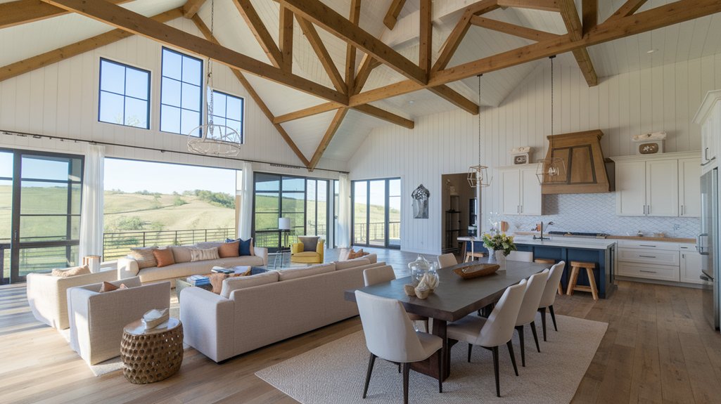 open concept layout in Barndominiums in Scenic Oaks TX
